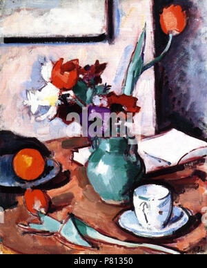 Englisch: Blumen in einer Vase. Um 1910 340 Samuel-John - Peploe-Flowers-in-a-Green-Vase Stockfoto