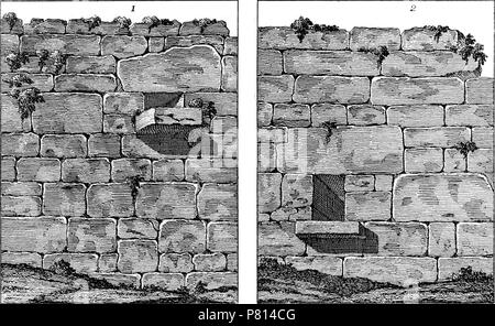 Italiano: Mura di Volterra. 1836 357 Storia degli antichi Popoli italiani - Vol. I p417 Stockfoto