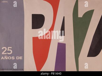HISTORIA DE ESPAÑA GUERRA CIVIL. 1936-1939 KARTELL CONMEMORATIVO DE LOS 25 AÑOD DE PAZ TRAS LA GUERRA CIVIL 1964. Stockfoto
