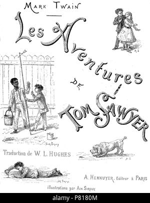 N/A. N/A380 Twain-Les aventures de Tom Sawyer, trad Hughes, illust Sirouy, 1884, illust Seite 001 Stockfoto