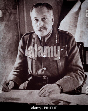 1918 Portrait von Sir Douglas Haig, Oberbefehlshaber der British Expeditionary Force (BEF) an der Westfront von Ende 1915 bis zum Ende des Krieges. Er war Kommandant in der Schlacht an der Somme, der Dritte Schlacht von Ypern, das Deutsche Spring Offensive und hundert Tage Offensive. Stockfoto