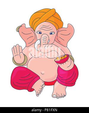 Vector Illustration für Ganesh Chaturthi fest: Lord Ganesha auch bekannt als Ganapati, Vinayaka, Pillaiyar und Binayak. Stock Vektor