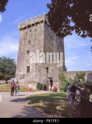 Burg halten und Turm, Blarney Castle, Blarney, County Cork, Irland Stockfoto