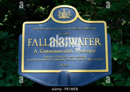 Unterschreiben Sie bei Fallingwater in Pennsylvania Stockfoto