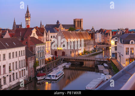 Kai Graslei am Morgen, Gent, Belgien Stockfoto