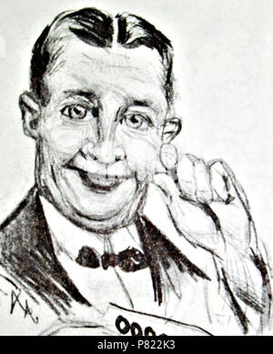 Englisch: Self-portrait der Finnischen illustrator Alexander Tawitz, aus dem Buch Olavi Järvi fotografiert: pilapiirtäjämme Parhaat (1979), ISBN 951-30 -4434-3, Foto 2012 von Kotivalo. Zeichnung pre-1937; Halftone 1979; Foto 2012-01-22 17 Alexander Tawitz Selbstportrait Stockfoto