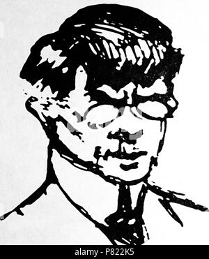 Englisch: Self-portrait der finnischen Künstlerin Jalmari Ruokokoski (1886 - 1936). Zeichnung pre-1936; Halftone 1979; Foto 2012-01-22 218 Jalmari Ruokokoski selportrait Stockfoto