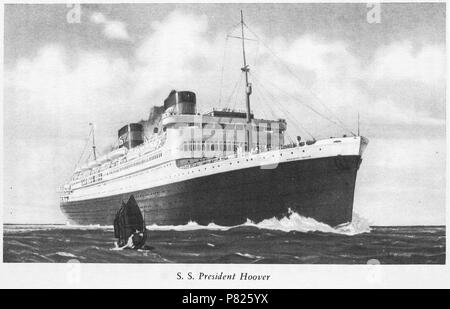 Englisch: Dollar-Linien' Turbine steamship Präsident Hoover, im Jahre 1930 erbaut und im Jahr 1937 verloren. 1931 321 SS Präsident Hoover Stockfoto