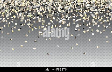 Vektor Illustration abstrakt Random sinkende silberne Sterne auf schwarzem Hintergrund. Glitter Muster für Banner, Grusskarten, Weihnachten, Neujahr Karte, Einladung, Postkarte, Verpackungen aus Papier. Stock Vektor