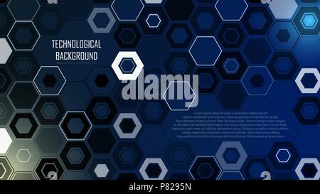 Technologischer Hintergrund aus Sechsecken und Zahlen Stock Vektor