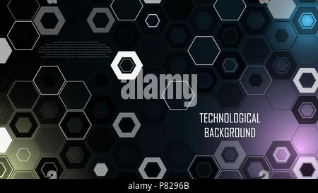 Technologischer Hintergrund aus Sechsecken und Zahlen Stock Vektor