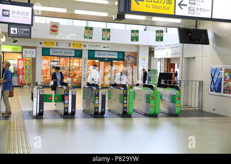 IBARAKI JAPAN, - MAI 2018 : Automatisches Tarifsystem am Bahnhof in Katsuta Station Japan Stockfoto