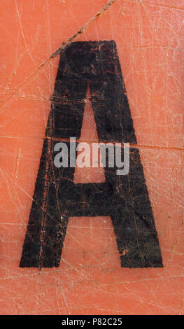 Formulierung in Distressed Zustand Typografie gefunden Brief A Stockfoto