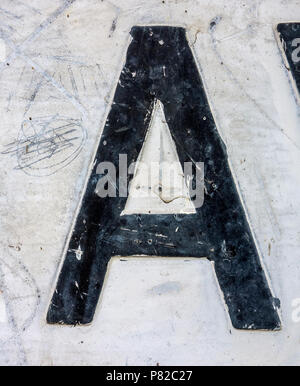 Formulierung in Distressed Zustand Typografie gefunden Brief A Stockfoto