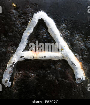 Formulierung in Distressed Zustand Typografie gefunden Brief A Stockfoto