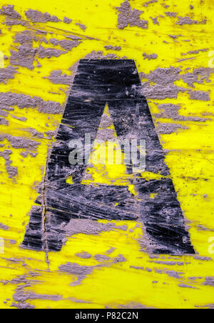 Formulierung in Distressed Zustand Typografie gefunden Brief A Stockfoto
