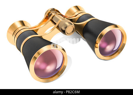 Operngläser, Theater Fernglas. 3D-Rendering auf weißem Hintergrund Stockfoto
