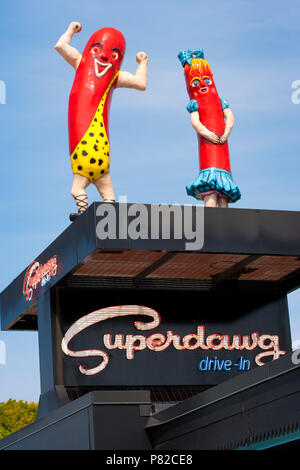 Superdawg Hot Dog drive-in, Chicago, Illinois Stockfoto