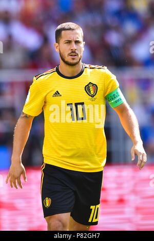 Moskau, Russland - 23. Juni: Eden Hazard von Belgien an schaut während der FIFA WM 2018 Russland Gruppe G Übereinstimmung zwischen Belgien und Tunesien bei Spartak Stadium am 23. Juni 2018 in Moskau, Russland. (Foto von Lukasz Laskowski/PressFocus/MB Medien) Stockfoto