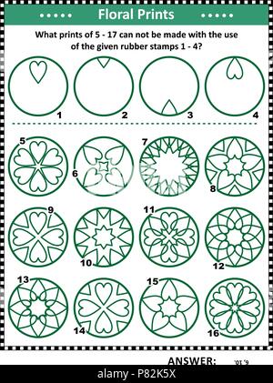 IQ Training visuelle Rätsel: Was Ausdrucke können nicht mit Hilfe der angegebenen stirbt gemacht werden? Antwort enthalten. Stock Vektor