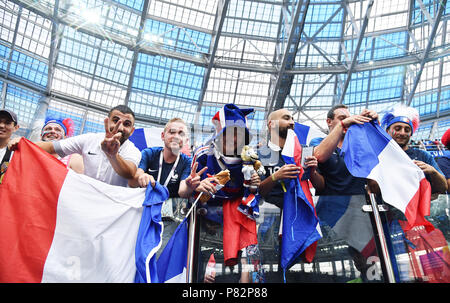 Nischnij Nowgorod, Russland - Juli 06: Frankreich Fans während der Fußball-WM Russland Quartal 2018 Finale zwischen Uruguay und Frankreich in Nizhny Novgorod Stadion am 6. Juli 2018 in Nischni Nowgorod, Russland. (Foto von Lukasz Laskowski/PressFocus/MB Medien) Stockfoto