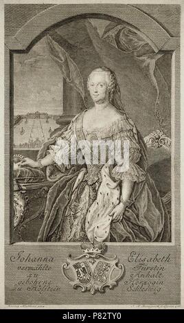 Portrait von Johanna-Elizabeth, kurfürstin von Anhalt-Zerbst (1712-1760), Mutter von Katharina II. Museum: Staatliche Eremitage, St. Petersburg. Stockfoto