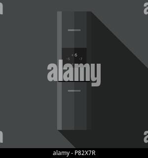 Realistisch Kühlschrank. Vorderansicht. Metall. Vektor Bild. Moderne Kühlschrank. Auf grauem Hintergrund Stock Vektor