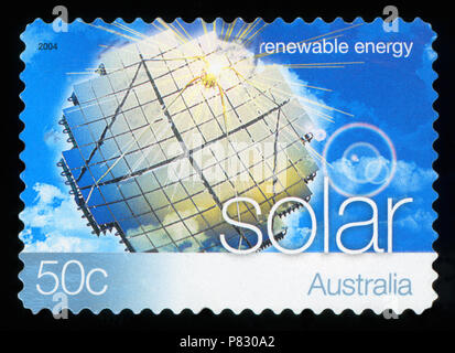 Australien Porto - Stempel in Australien gedruckten zeigt die erneuerbare Energie Stockfoto