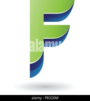 Vector Illustration ein Schichten 3d grüne Symbol für den Buchstaben F isoliert auf weißem Hintergrund Stock Vektor