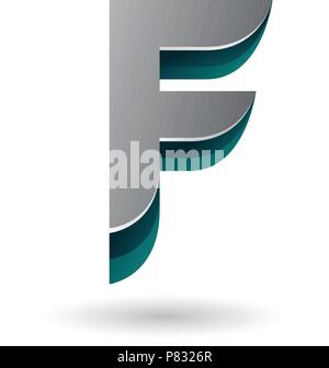 Vector Illustration ein Schichten 3d-graues Symbol für den Buchstaben F isoliert auf weißem Hintergrund Stock Vektor