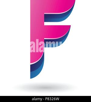 Vector Illustration ein Schichten 3d Magenta Symbol für den Buchstaben F isoliert auf weißem Hintergrund Stock Vektor