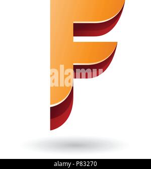 Vector Illustration ein Schichten 3d Orange Symbol für den Buchstaben F isoliert auf weißem Hintergrund Stock Vektor