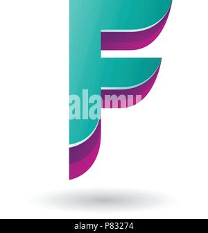 Vector Illustration ein Schichten 3d-persischen grünes Symbol für den Buchstaben F isoliert auf weißem Hintergrund Stock Vektor