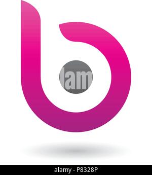 Vector Illustration eines Magenta runden Schrift in Fettdruck, Symbol für den Buchstaben B isoliert auf weißem Hintergrund Stock Vektor