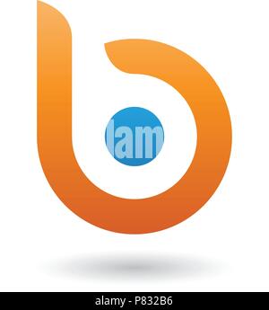 Vector Illustration eines Orangefarbene runde Schrift in Fettdruck, Symbol für den Buchstaben B isoliert auf weißem Hintergrund Stock Vektor