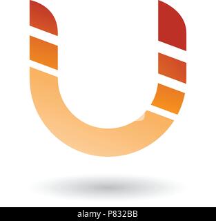 Vector Illustration von Orange gestreiften Schrift in Fettdruck, Symbol für den Buchstaben U isoliert auf weißem Hintergrund Stock Vektor