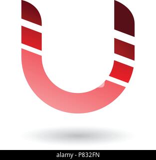 Vector Illustration der rot gestreiften Schrift in Fettdruck, Symbol für den Buchstaben U isoliert auf weißem Hintergrund Stock Vektor