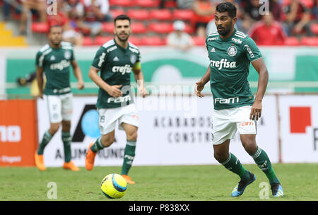 San Jose, Estados Unidos. 08 Juli, 2018. Thiago Santos, von SE Palmeiras, gegen die D Alajuelense Liga Team bei einem Freundschaftsspiel an der Costa Rica National Stadium in der Stadt San Jose. Credit: Cesar Greco/FotoArena/Alamy leben Nachrichten Stockfoto