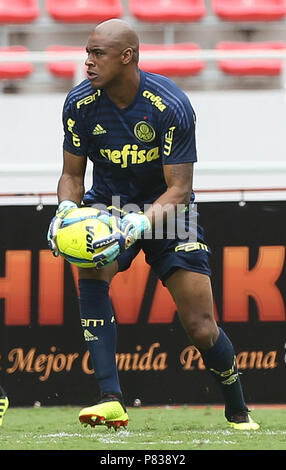 San Jose, Estados Unidos. 08 Juli, 2018. Torwart Jailson, von SE Palmeiras, gegen die D Alajuelense Liga Team bei einem Freundschaftsspiel in Costa Rica & #39 ational Sal Stadion in der Stadt San Jose. Credit: Cesar Greco/FotoArena/Alamy leben Nachrichten Stockfoto