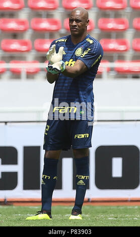 San Jose, Estados Unidos. 08 Juli, 2018. Torwart Jailson, von SE Palmeiras, gegen die D Alajuelense Liga Team bei einem Freundschaftsspiel in Costa Rica & #39 ational Sal Stadion in der Stadt San Jose. Credit: Cesar Greco/FotoArena/Alamy leben Nachrichten Stockfoto