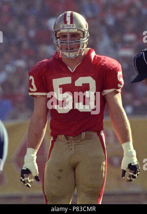 San Francisco, Kalifornien, USA. 24 Dez, 1989. San Francisco 49ers vs Chicago Bears im Candlestick Park Sonntag, 24 Dezember, 1989. 49ers schlagen Bären 26-0. 49er linebacker Bill Romanowski. Credit: Al Golub/ZUMA Draht/Alamy leben Nachrichten Stockfoto