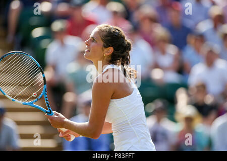 London, Großbritannien. 6. Juli, 2018. Julia Goerges (GER) Tennis: Julia Goerges von Deutschland während der Frauen singles dritte Runde der Wimbledon Lawn Tennis Championships gegen Barbora Strycova der tschechischen Republik bei den All England Lawn Tennis und Croquet Club in London, England. Quelle: LBA/Alamy leben Nachrichten Stockfoto