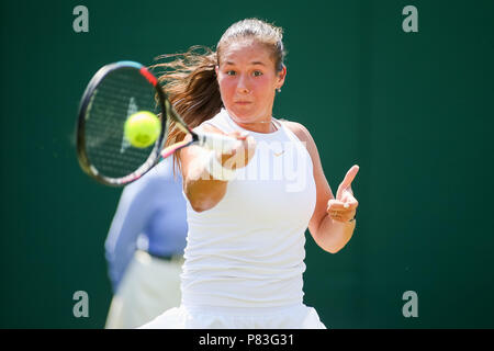 Darja Kasatkina (RUS), 7. Juli 2018 - Tennis: Daria Kasatkina in Russland während des Frauen singles dritte Runde der Wimbledon Lawn Tennis Championships gegen Ashleigh Barty von Australien an der All England Lawn Tennis und Croquet Club in London, England. (Foto von Lba) Stockfoto