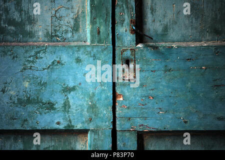 Oberfläche des alten blauen Holztür, Italien, Europa Stockfoto