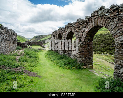 Ruinen von Blakethwaite roch Mühle Torf Store bleibt der einst blühenden führen Bergbau in der Nähe von Gunnerside in Swaledale in den Yorkshire Dales UK Stockfoto