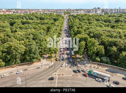 Blick auf die Stadt Berlin von der Siegessäule im Tiergarten, Deutschland Stockfoto