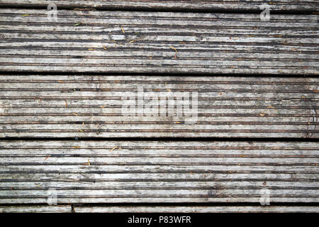 Abgenutzte verwitterten Holzterrasse Planken England Großbritannien Stockfoto