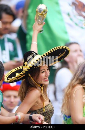SAMARA, Russland - Juli 02: Mexiko Fans während der Fußball-WM Russland 2018 Umlauf von 16 Match zwischen Brasilien und Mexiko in Samara Arena am 2. Juli 2018 in Samara, Russland. (Foto von Lukasz Laskowski/PressFocus/MB Medien) Stockfoto