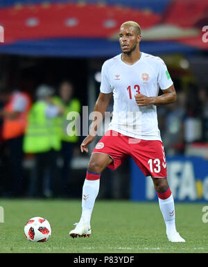 Nischnij Nowgorod, Russland - Juli 01: Mathias Jorgensen von Dänemark in Aktion während der FIFA WM Russland 2018 Umlauf von 16 Match zwischen Kroatien und Dänemark in Nizhny Novgorod Stadion am 1. Juli 2018 in Nischni Nowgorod, Russland. (Foto von Lukasz Laskowski/PressFocus/MB Medien) Stockfoto