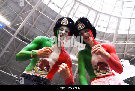 SAMARA, Russland - Juli 02: Mexiko Fans während der Fußball-WM Russland 2018 Umlauf von 16 Match zwischen Brasilien und Mexiko in Samara Arena am 2. Juli 2018 in Samara, Russland. (Foto von Lukasz Laskowski/PressFocus/MB Medien) Stockfoto